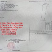 CHÍNH CHỦ Cần Bán Gấp Đất Đường Tây Hòa 5,  Xã Tây Hoà, Huyện Trảng Bom, Đồng Nai